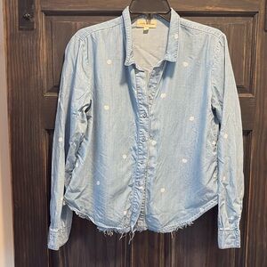 Cloth & Stone dot chambray button up shirt